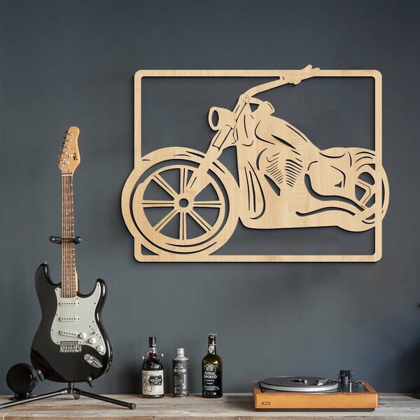 DUBLEZ | Dřevěný obraz na zeď - Motorka Chopper