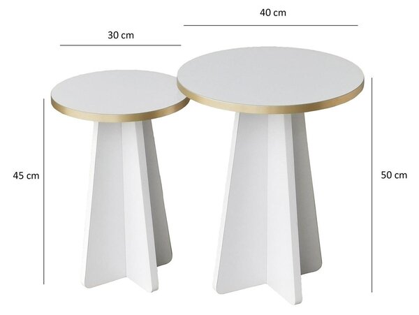 Set 2ks. konferenčních stolků Kabivo 1 (zlatá + bílá)