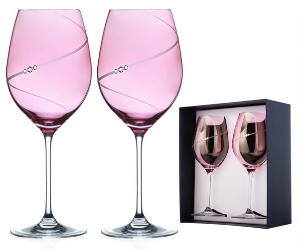 Diamante sklenice na červené víno Silhouette City Pink s krystaly Swarovski 470 ml 2KS