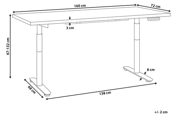 Elektricky výškově nastavitelný pracovní stůl DESTINAS Černá/Bílá 160 cm 72 cm
