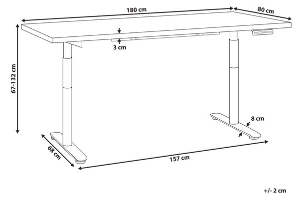 Elektricky výškově nastavitelný pracovní stůl DESTINAS Bílá 180 cm 80 cm