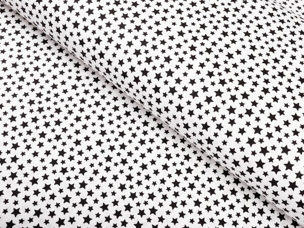 Bavlněná látka/plátno Sandra SA-310 Černé hvězdičky na bílém - šířka 165 cm