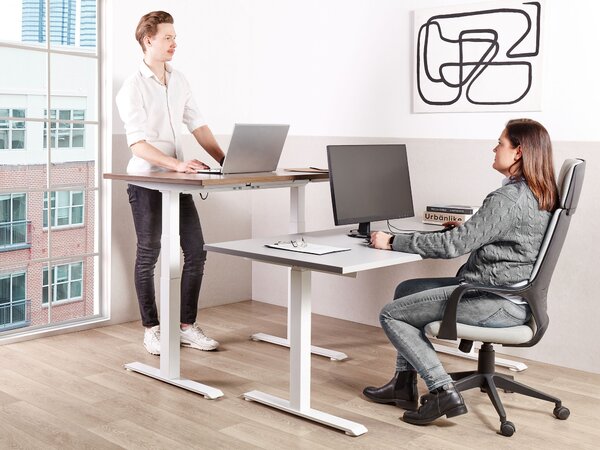 Elektricky výškově nastavitelný pracovní stůl DESTINES Šedá/Bílá 120 cm 72 cm