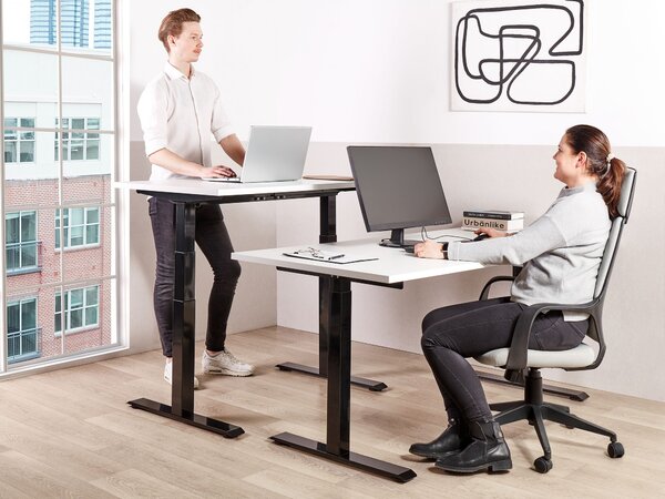 Manuálně výškově nastavitelný pracovní stůl DESTINES Bílá/Černá 120 cm 72 cm