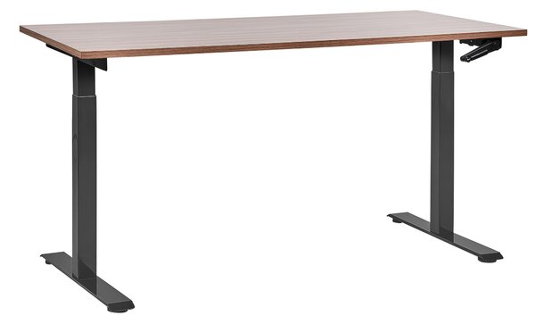 Manuálně výškově nastavitelný pracovní stůl DESTINES Hnědá/Černá 160 cm 72 cm