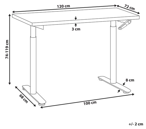 Manuálně výškově nastavitelný pracovní stůl DESTINAS Černá 120 cm 72 cm