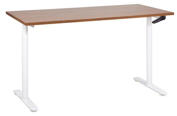 Manuálně výškově nastavitelný pracovní stůl DESTINAS Hnědá/Bílá 160 cm 72 cm