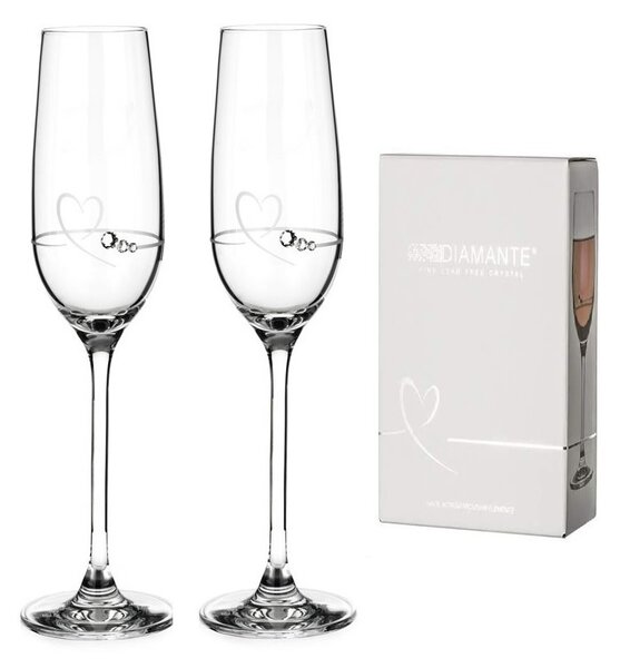 Diamante sklenice na Šampaňské se Swarovski krystaly Petit Heart 150 ml 2KS