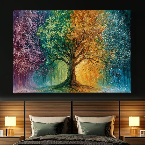 Obraz na plátně - Strom života Čtvero ročních období FeelHappy.cz Velikost obrazu (šířka x výška): 40 x 30 cm