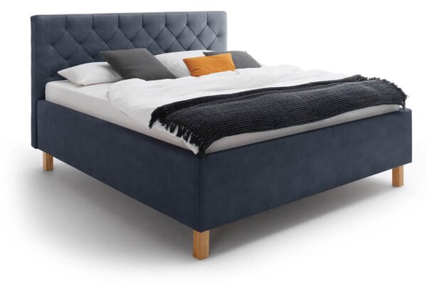 Čalouněná postel kartika s úložným prostorem 160 x 200 cm modrá