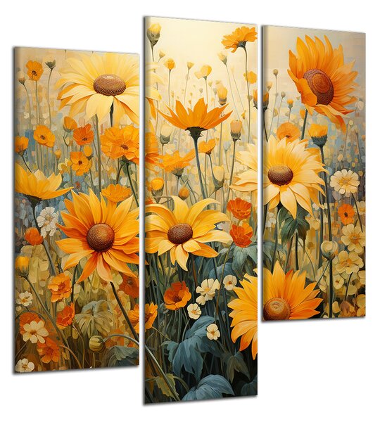 Obraz na plátně Žluté a oranžové květy