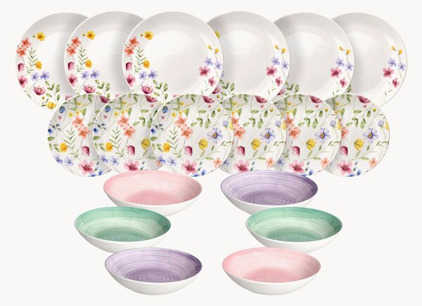 Sada porcelánového nádobí Madison Petals, pro 6 osob, 18 dílů