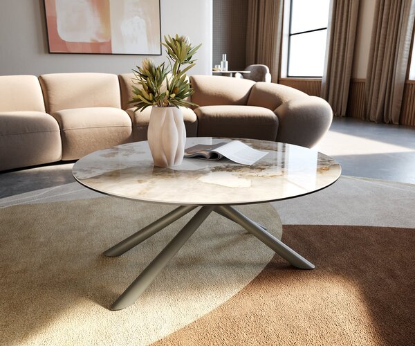 DELIFE Konferenční stolek Edge kulatý 90x90 cm keramika Minas Melange Sarity kov titanová barva
