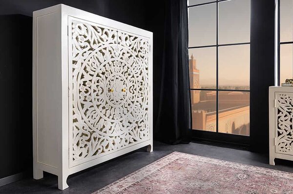 Massive home | Vysoká komoda MARRAKESCH 140cm bílé mangové dřevo