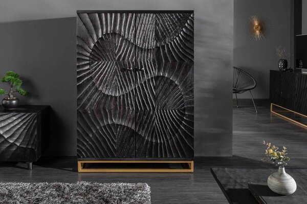 Designová barová skříňka Shayla 141cm černé mango