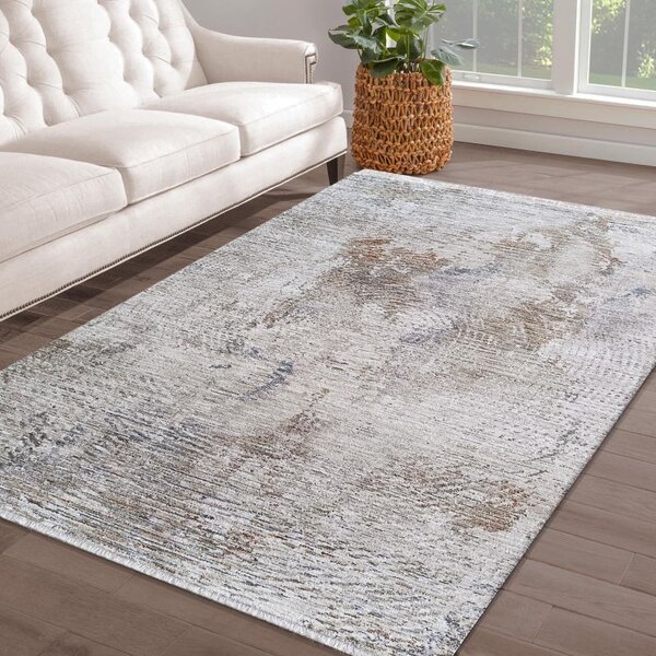 Makro Abra Kusový koberec Baron 02 Moderní Abstraktní krémový hnědý modrý Rozměr: 120x170 cm