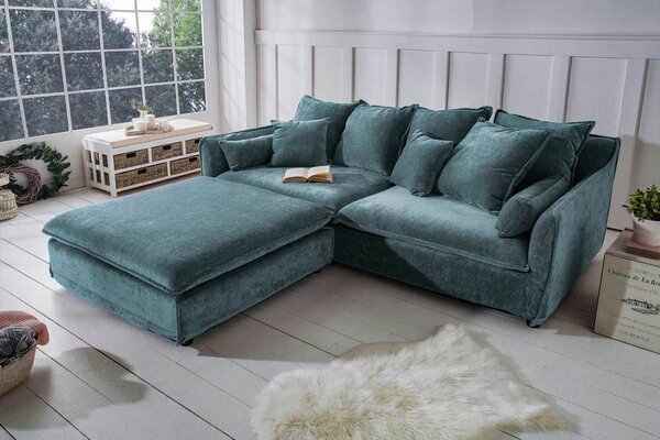 Designová taburetka Eden 100 cm petrol zelená / samet