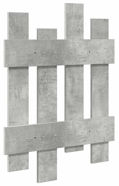 Věšák, nástěnný, 4 prkna, háčky, kompozitní dřevo, 82x60x3 cm, beton šedá, Dekorino TK20260008