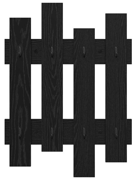 Věšák, nástěnný, 4 prkna, háčky, kompozitní dřevo, 82x60x3 cm, černý dub, Dekorino TK20260008