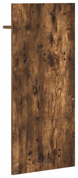 Věšák, nástěnný, 1 prkno, polička, háčky, kompozitní dřevo, 90x40x10 cm, kouřový dub, Dekorino TK20260010