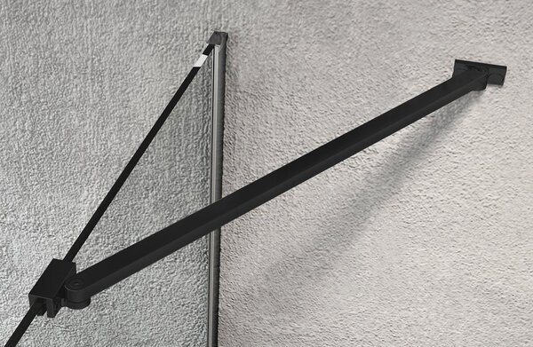 Erga Paris, rohová vzpěra pro sprchové zástěny o tloušťce skla 6(8)mm, délka 45cm, černá matná, ERG-V02-PARIS-BAR45-BK