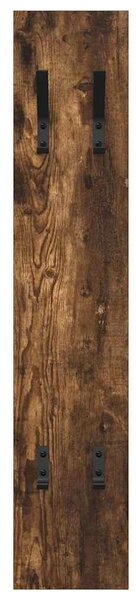 Věšák, nástěnný, 1 prkno, háčky, kompozitní dřevo, 100x20x1,5 cm, kouřový dub, Dekorino TK20260016