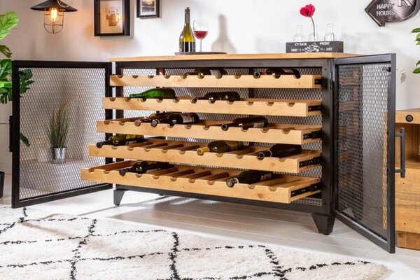 Vitrína na víno Winebar 127 cm přírodní - borovice
