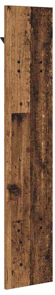Věšák, nástěnný, 1 prkno, háčky, kompozitní dřevo, 100x20x1,5 cm, staré dřevo, Dekorino TK20260016