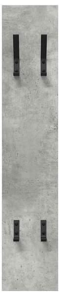 Věšák, nástěnný, 1 prkno, háčky, kompozitní dřevo, 100x20x1,5 cm, beton šedá, Dekorino TK20260016