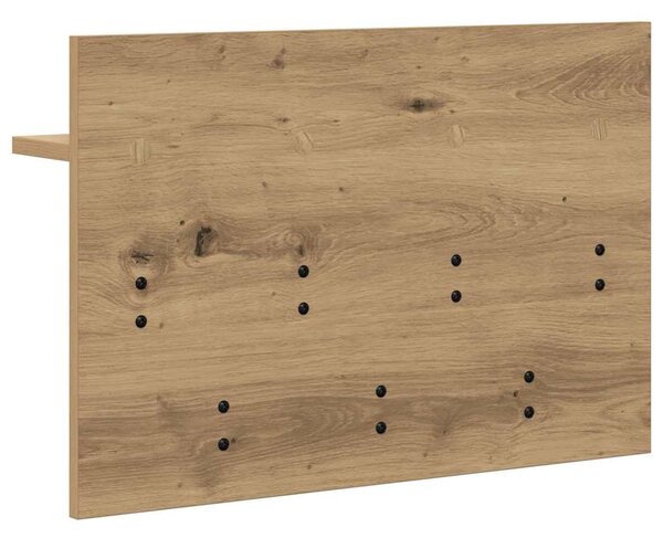Věšák, nástěnný, 1 prkno, háčky, kompozitní dřevo, 40x60x12 cm, dub artisan, Dekorino TK20260017