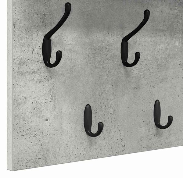 Věšák, nástěnný, 1 prkno, háčky, kompozitní dřevo, 40x80x12 cm, beton šedá, Dekorino TK20260018