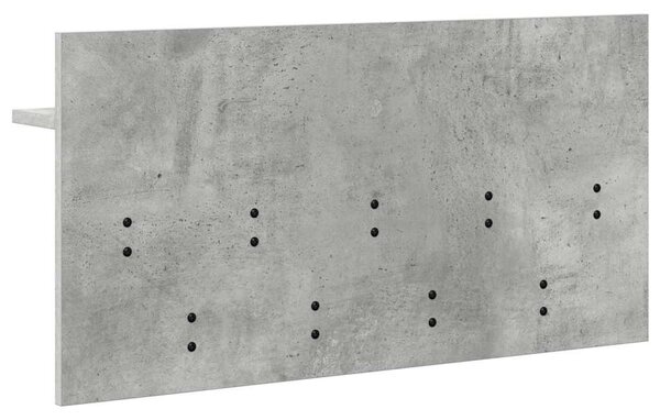 Věšák, nástěnný, 1 prkno, háčky, kompozitní dřevo, 40x80x12 cm, beton šedá, Dekorino TK20260018