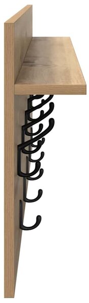 Věšák, nástěnný, 1 prkno, háčky, kompozitní dřevo, 40x100x12 cm, dub artisan, Dekorino TK20260019
