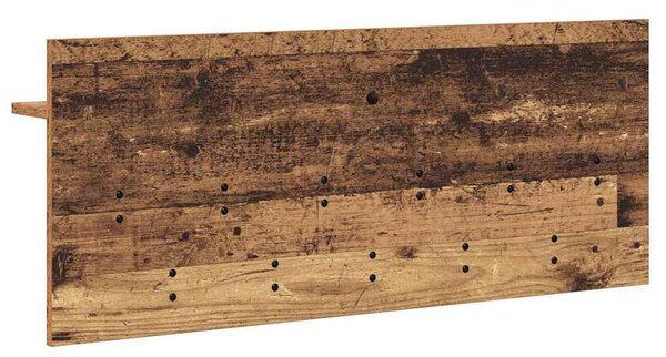 Věšák, nástěnný, 1 prkno, háčky, kompozitní dřevo, 40x100x12 cm, staré dřevo, Dekorino TK20260019