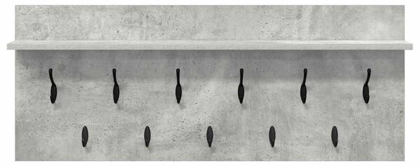 Věšák, nástěnný, 1 prkno, háčky, kompozitní dřevo, 40x100x12 cm, beton šedá, Dekorino TK20260019