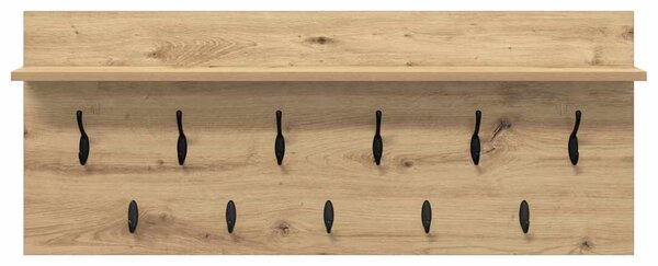 Věšák, nástěnný, 1 prkno, háčky, kompozitní dřevo, 40x100x12 cm, dub artisan, Dekorino TK20260019