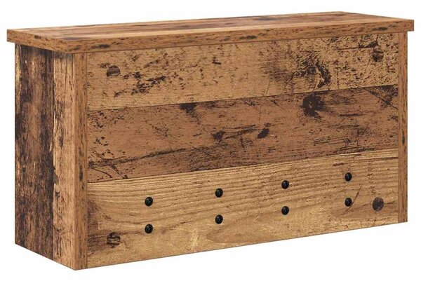 Věšák, nástěnný, 3 poličky, háčky, kompozitní dřevo, 26x50x16 cm, staré dřevo, Dekorino TK20260020