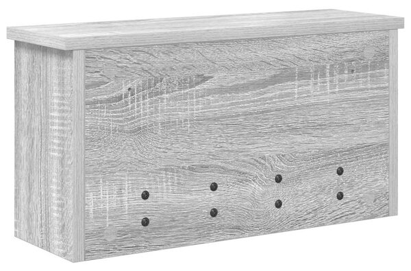 Věšák, nástěnný, 3 poličky, háčky, kompozitní dřevo, 26x50x16 cm, šedá sonoma, Dekorino TK20260020