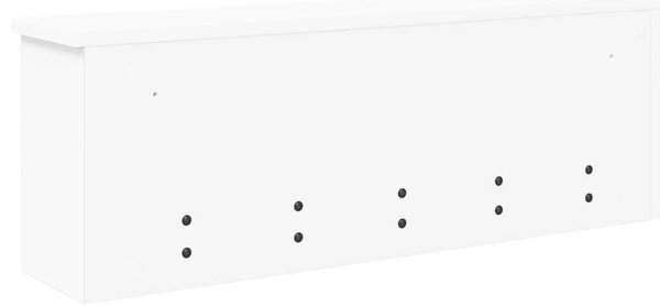 Věšák, nástěnný, 4 poličky, háčky, kompozitní dřevo, 26x75x16 cm, bílá, Dekorino TK20260021