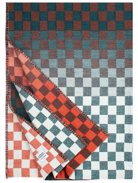 Merino deka Shakki 130x180, zeleno-červeno-bílá
