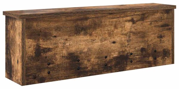 Věšák, nástěnný, 4 poličky, háčky, kompozitní dřevo, 26x75x16 cm, kouřový dub, Dekorino TK20260021