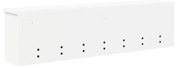 Věšák, nástěnný, 5 poliček, háčky, kompozitní dřevo, 26x100x16 cm, bílá, Dekorino TK20260022