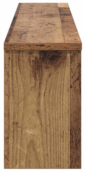 Věšák, nástěnný, 5 poliček, háčky, kompozitní dřevo, 26x100x16 cm, staré dřevo, Dekorino TK20260022
