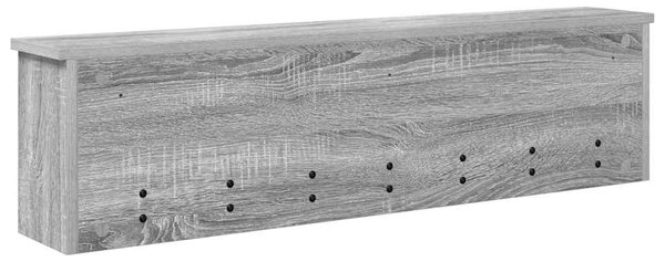 Věšák, nástěnný, 5 poliček, háčky, kompozitní dřevo, 26x100x16 cm, šedá sonoma, Dekorino TK20260022