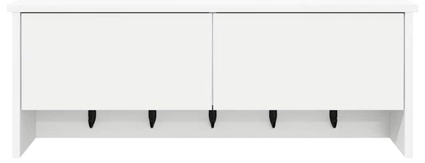 Věšák, nástěnný, s dvířky, háčky, kompozitní dřevo, 30x80x20 cm, bílá, Dekorino TK20260024
