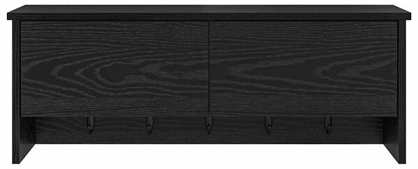 Věšák, nástěnný, s dvířky, háčky, kompozitní dřevo, 30x80x20 cm, černý dub, Dekorino TK20260024