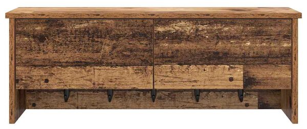 Věšák, nástěnný, s dvířky, háčky, kompozitní dřevo, 30x80x20 cm, staré dřevo, Dekorino TK20260024