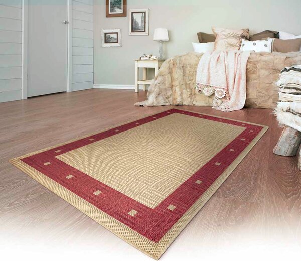 Oriental Weavers, Kusový koberec SISALO/DAWN 879/O44P (J84 Red) – na ven i na doma, 133x190, béžová, chodba / předsíň
