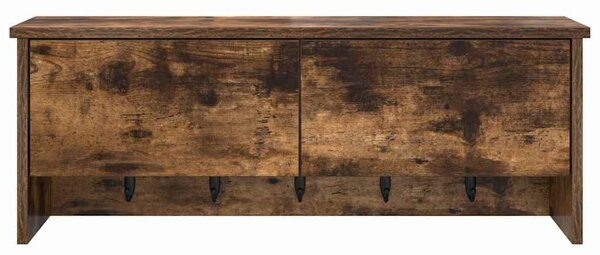 Věšák, nástěnný, s dvířky, háčky, kompozitní dřevo, 30x80x20 cm, kouřový dub, Dekorino TK20260024