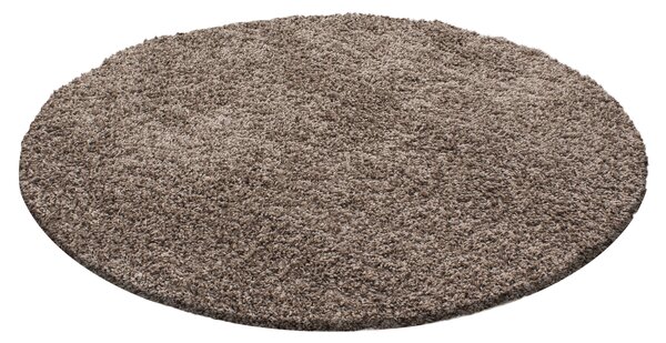 Ayyildiz, Kusový koberec Life Shaggy 1500 mocca kruh, 80x80 (průměr) kruh, hnědá, ložnice